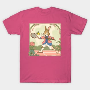 Funny Tennis Player of Rabbit Bunny and Tennis Ball Lover T-Shirt